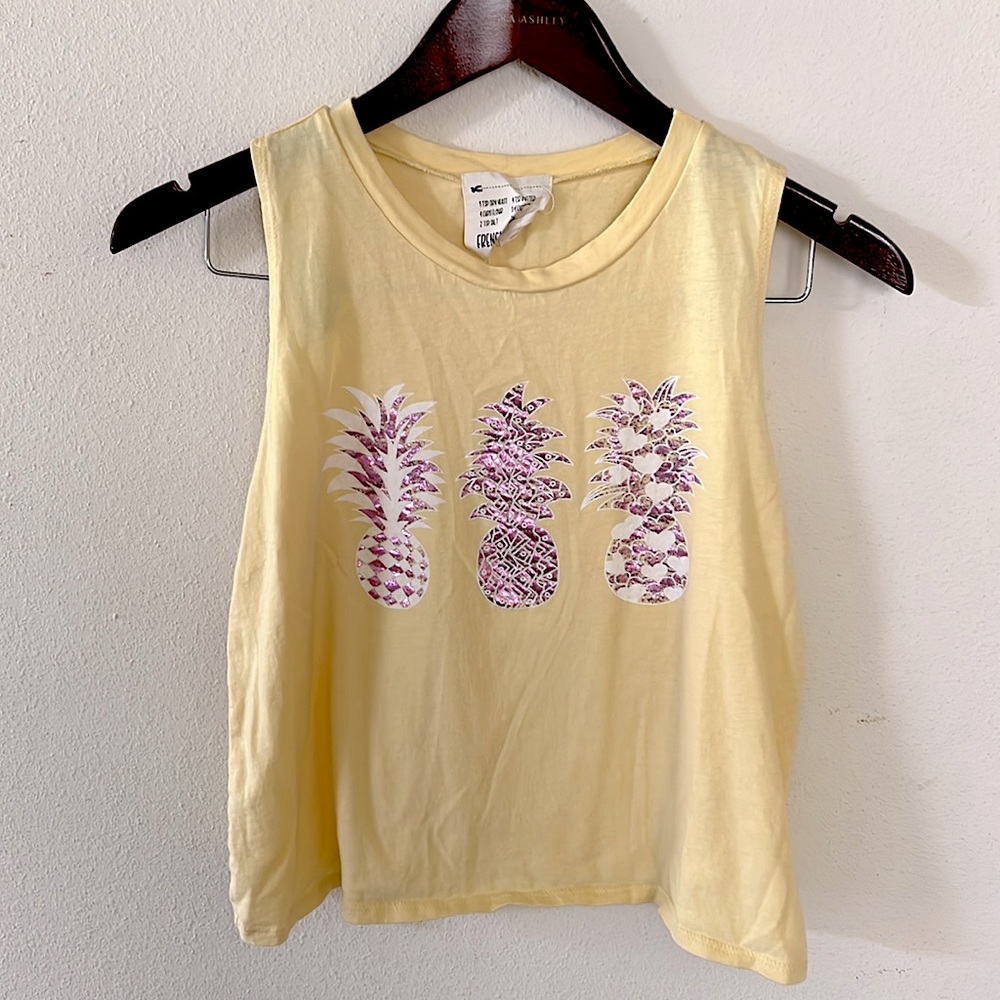 French Pastry Pineapple Muscle Shirt Casual Summer Sz Medium